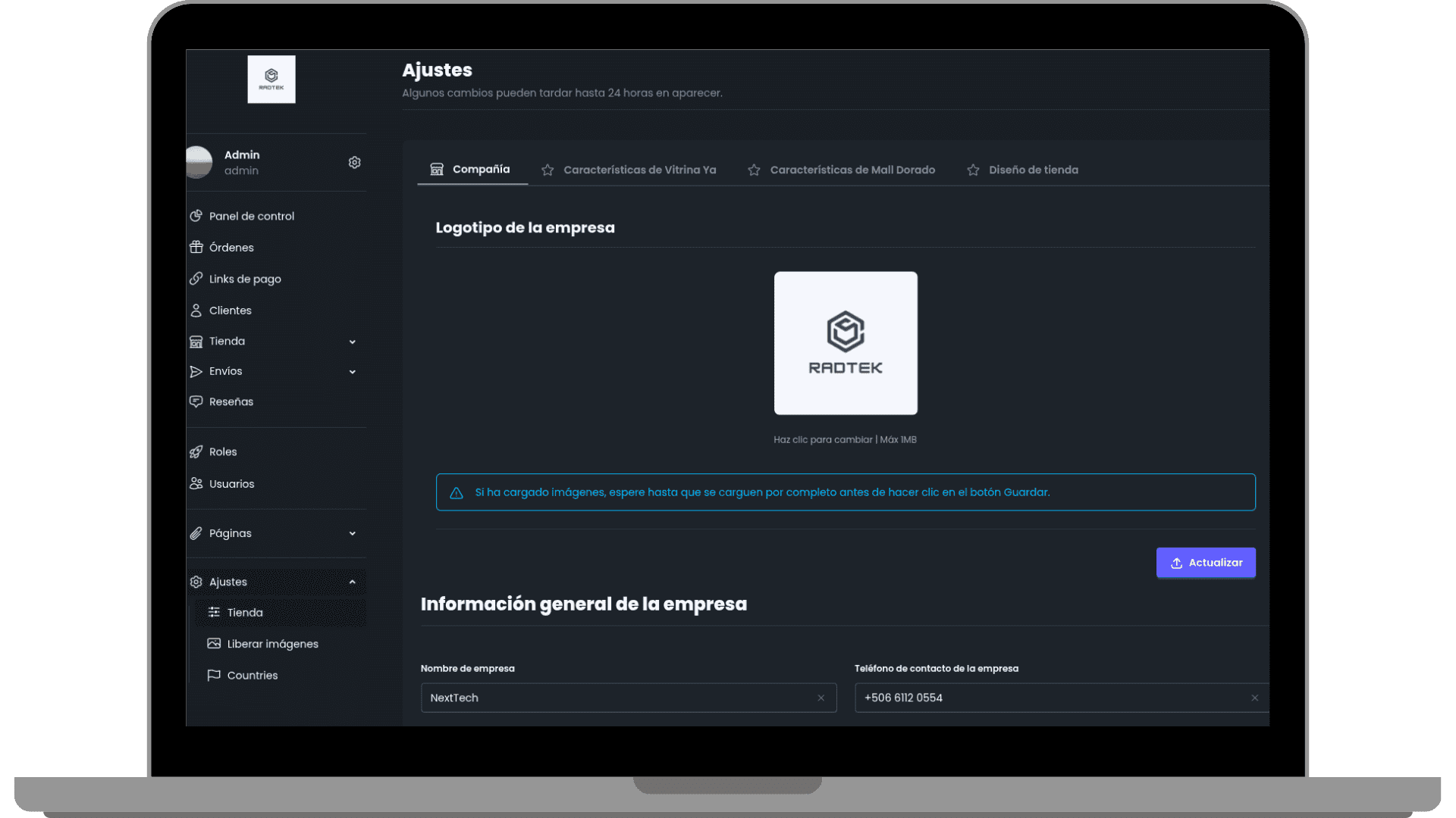 Configuración inicial del ecommerce en la plataforma de Mall Dorado